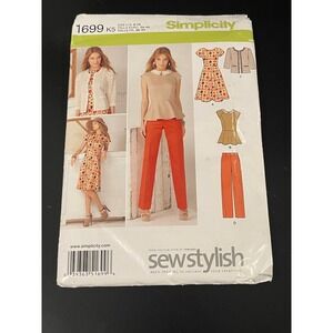 00202 - Simplicity‎ 1699 Sewing Pattern Dress Top Pants Size 8-16 Misses Petite